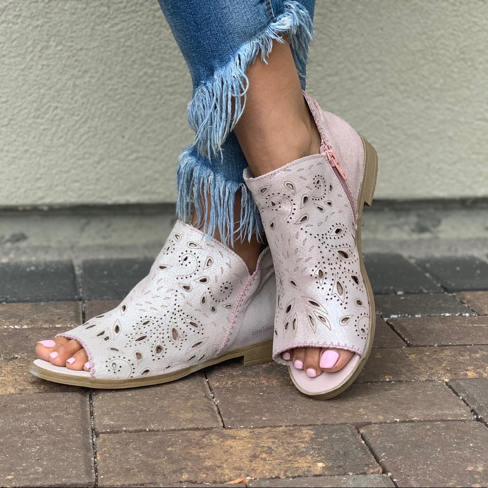Distressed Genuine Leather Gladiator Peep Toe Boot - Picture 8 of 8